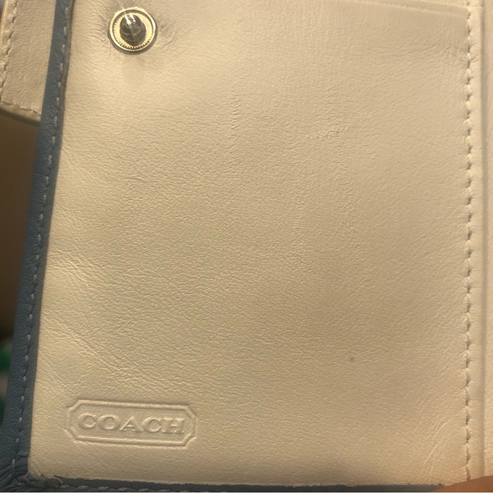 Coach Wallet -light blue & cream with snap closure & silver hardware - Picture 5 of 8